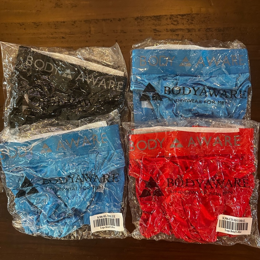 Body Aware Men's Underwear Bundle - Black, 2 Blue, Red